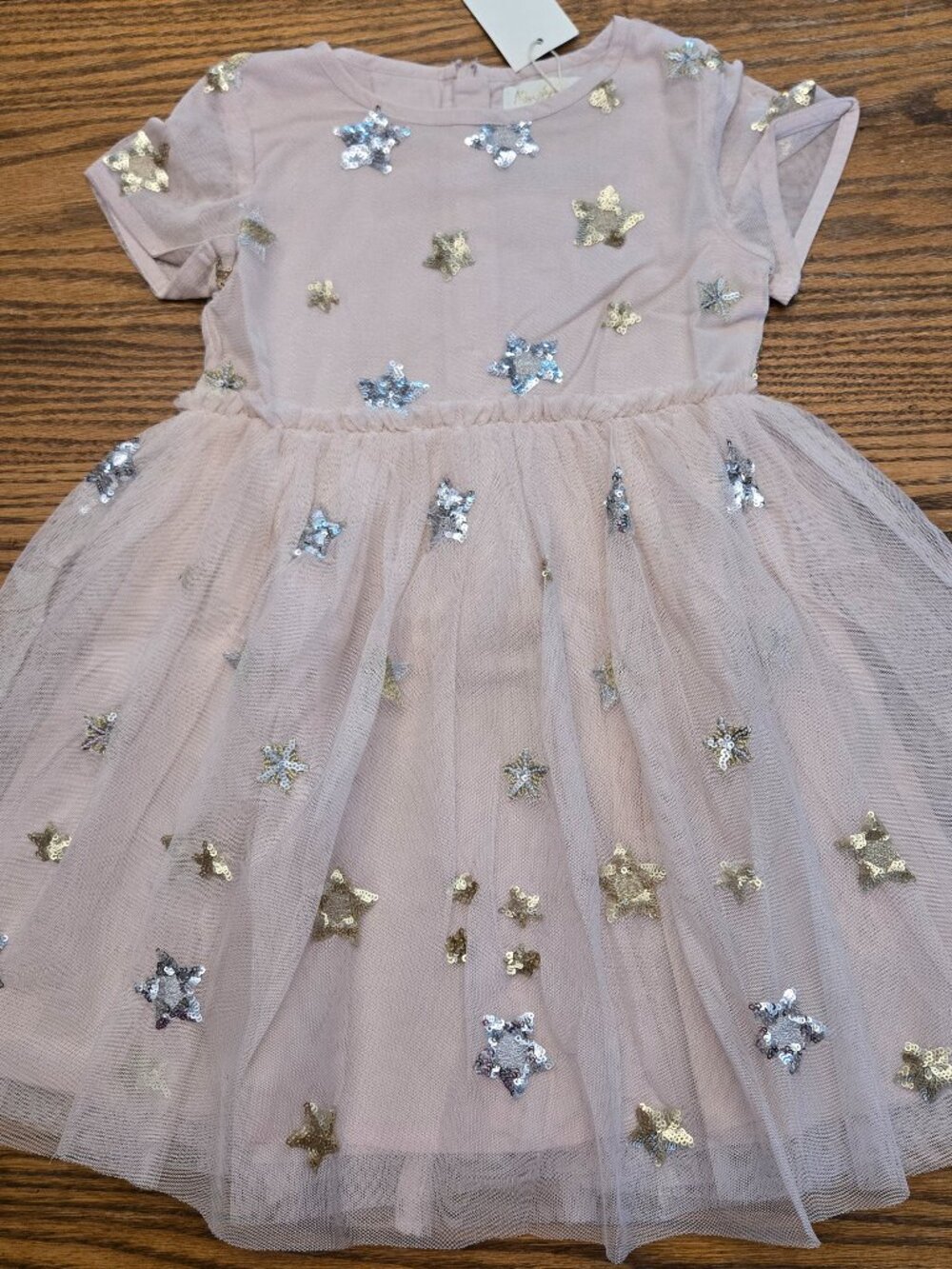 New in Bag Mini Boden Plink Tulle Sequin Star Dress - Size 4-5 - Girls Party